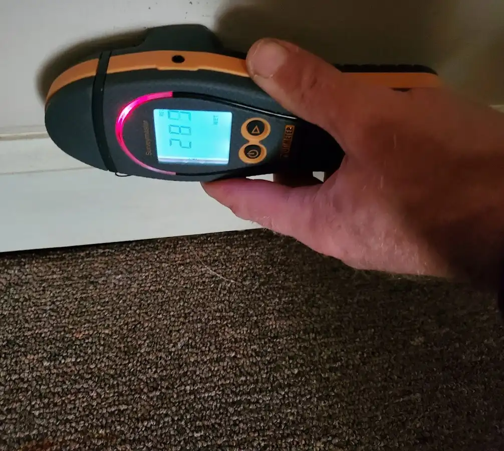 Moisture detection at baseboard during Sewage Cleanup & Sanitation in Cherokee Village